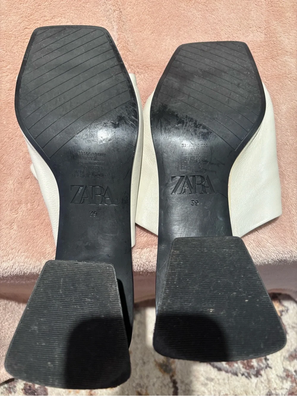 Zara White Leather Square-Toe Slide Sandals – Size 39 - Picture 7 of 10